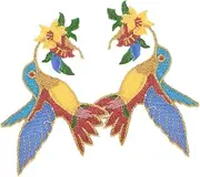 Veemoon 2pcs Hummingbird Shaped Sew Patches for Clothing Repair Cartoon Applique for Jackets Bags and DIY Decor