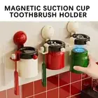 Suction Cup Toothbrush Holder With Large Storage Capacity For Home Bathroom