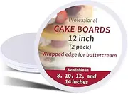 12 Inch Cake Board Drums Round, 2-Pack, White, Sturdy 1/2" Thick for Heavy Or Multi-Tiered Cakes