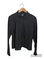 Eileen Fisher Zip Crepe Jacket Women’s Medium Mandarin Collar Neutral Black NWT