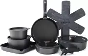 SENSARTE 17 Piece Pots and Pans Set, Nonstick Detachable Handle Cookware, Induct