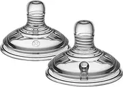 Tommee Tippee Closer to Nature Baby Bottle Teats, Breast-like, Anti-colic Valve, Soft Silicone, Vari Flow, 0 Months+, 2 Pack