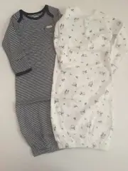 Carters Baby Boys 2 Sleep Gowns Sacks Size PREEMIE NEWBORN Layette Sloth Blue