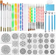 58PCS Mandala Dotting Tools Set with a Blue Zipper Waterproof Storage Bag for Painting Rocks