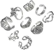 [Holibanna] Fashion Ring for Women Men's Open Finger Jewelry 9pcs Retro Ring Set Halloween Dec