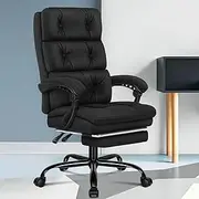 ALFORDSON High Back Ergonomic Study Desk Computer Chair Palmer Series, Fabric Executive Office Chair with Footrest Recliner for Home Office Student Video Gaming Chair, Fabric Black