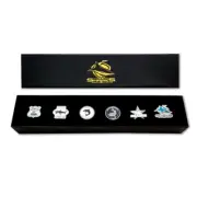 333382 CRONULLA SHARKS NRL TEAM SET OF 6 PIN COLLECTION IN PRESENTATION BOX