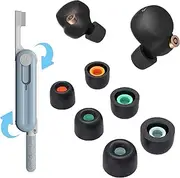 [3 Pair] Replacement Eartips Earbuds Set for Sony WF-1000XM4/ WF-1000XM3 Earbuds with Cleaning Kit, Noise-Reducing Non-Slip Memory Foam Eartips, 5 in 1 Storable Cleaning Pen for Earbuds & Phone(Black)