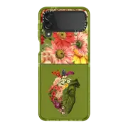 Galaxy Z Flip4 Impact Case Flower Heart Spring Black