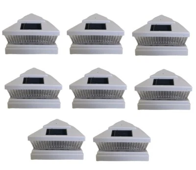 8 pcs 4x4 5x5 6x6 White Garden Solar Fence Post Cap Light 5 LED Bulb 78Lumens
