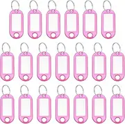 uxcell Plastic Key Tags with Split Ring Label Window Identifiers ID Keychain Tags, 4.7x2mm Fit for Name Luggage (20Pcs, Fuchsia)