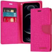 Goospery iPhone 15 Canvas Fabric Flip Wallet Case Cover Apple iPhone15 [Magenta]