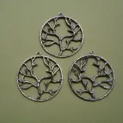 3pcs-Pendant Tree Of Life Branch Leaf Alloy Antique Silver Tibetan Silver.