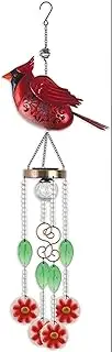 Sunset Vista Designs Bird Windchimes - Solar Lighted Wind Chime Indoor Outdoor, 32" Long, Cardinal