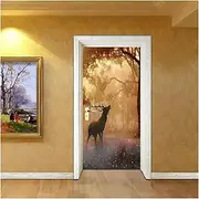Door Stickers Giraffe Dinosaur Animal Creative Door Sticker Waterproof Wall Paper DIY Poster Self-Adhesive Home Decor (Color : D, Size : 38.5x200cmx2pcs)