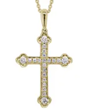 14K Diamond .14 ct. Cross Necklace
