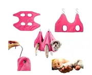 2 in 1 Pet Grooming Hammock Helper Dry Towel for Dog and Cat Hammock Restraint Bag--M Pink