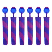 6pcs Silicone Ice Pops Mold with Lid Ice Cream Makers 7.79"Long, Purple/Blue