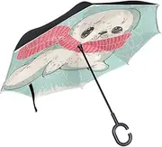 Double Layer Inverted Umbrella Cars Reverse Umbrella Cute Baby Seal Winter Windproof UV Proof Travel Outdoor Umbrella