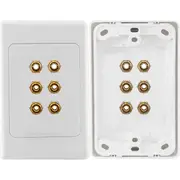 PRO2 PRO1034 6 Terminal Speaker Wall Plate 6X Banana Sockets Standard Clipsal-Style Wall Plate 6