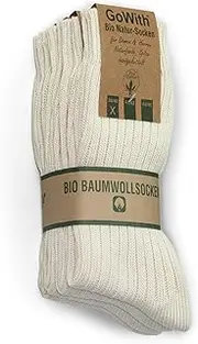 [GoWith] Unisex Natural 97% Cotton Socks, Organic Comfy Socks, Pure Combed Cotton Seamless Crew Socks for Men and Women