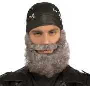 Curly Beard With Attached Mustache Gray