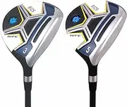 Senior Mens Rife Golf 812s New Straight FACE #3 +#5 Fairway Metal Wood Clubs Set Right Handed Senior Flex with Mens Senior Size Black Pro Velvet Grips Fairway Wood Set + Headcovers