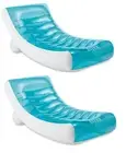 Intex Inflatable Rockinfoot Lounge Pool Floating Raft Chair with Cupholder 2Pack