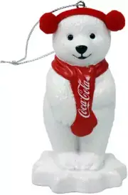 Coca Cola Polar Bear with Ear Muffs Ornament,Christmas