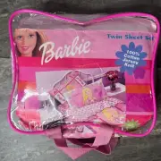 VTG 2002 Barbie Flower Twin Sheet Jersey Cotton (Flat, 1 Pillow Case)