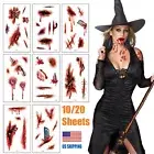 10/20 Sheets 3D Fake Scars Tattoo Temporary Halloween Zombie Makeup Sticker Kit