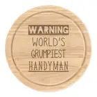 Warning World's Grumpiest Handyman Round Chopping Cheese Board Awesome Best