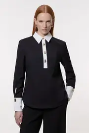 Tall Techno Cotton Woven Shirt With Gold Clasp