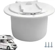 RV Power Cord Cover,RV Plug Cover | White Round RV Cord Hatch with Lid,Covered Power Cord Hatch Accessory