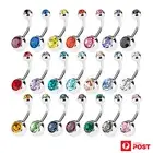 2PCS Belly Bars Navel Rings Piercing Jewellery Crystal Stone Surgical Steel