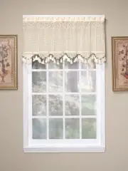Gettysburg Knitted 20-Inch Crochet with Beaded Tassel Valance Ecru