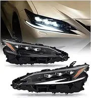 Pair Headlight Assemblies Compatible For Lexus ES250 ES300h ES350 2018-2024 LED Modified Cars Headlights With Sequential Turn Signal(Left-hand drive)