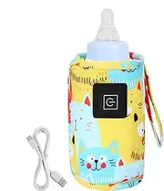 Bottle Warmer, USB-Powered Breastmilk & Food, Portable Baby Bottle Insulator Sleeve for Travel, Outdoor & Indoor Use, Constant Temperature Heating Pouch (29.5x13.7x1cm, Polyester)