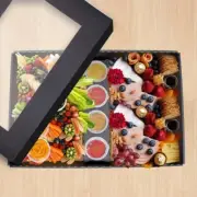 100x Black Small Catering Grazing Box with Window Lid 255x155x80mm S