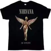 NIRVANA IN UTERO NEW BLACK T-SHIRT