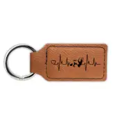 Cavalier King Charles Heartbeat Lifeline Keychain Leatherette Engraved v2