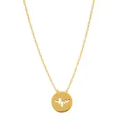 14K Yellow Gold Mini Heartbeat Pendant Necklace, 16" To 18" Adjustable