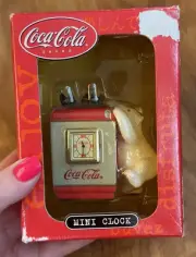 Vintage Coca-Cola Mini Clock Polar Bear Ice Chest filled Coke Bottle Cooler