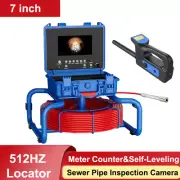 Pipe Sewer Drain Inspection Camera 7" IPS Auto Self-Leveling 512hz Locator DVR