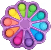 Flower Dimple Fidget Toy - 10 Colorful Pop Bubbles Sensory Toy - Simple Flower Dimple Digit Toy - Autism, Stress and Anxiety Relief Toys – Keep Fingers Busy for Kids, Adults (Purple)