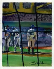 Baseline Seats [Dodgers-Braves] : Sandra Watercolors™ : ORIGINAL PAINTING