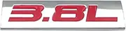 KBTBSCCPLG Car Styling 3.8L Logo Emblem Side Sport Turbo Badge Sticker Decal Accessories Car Logo(Silver with R)
