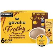 NIB Gevalia Frothy Cinnamon Dark Chocolate Latte Espresso 6 Kcup Pod Brew Mother