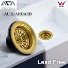 Brushed Yellow Gold Kitchen Sink Drainer Waste Plug Strainer 304 Stainless Steel
