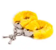Love Cuffs Yellow Bondage Soft Fluffy Restraint Lock Up Fetish BDSM Sex S&M